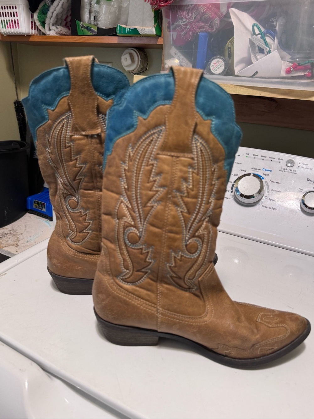 Coconuts by Matisse Tan and Teal Cowboy Boots
